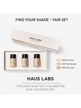 HAUS LABS Triclone Skin Tech Foundation Fair Discovery Set 3x3mL BNIB